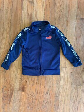 Puma Kids Navy Logo Tape Track Jacket Size 2T